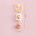 Süßer Katzen Schlüsselanhänger mit gelbem Ring und Metallglocke, rosa Taschenaccessoire. - (Beigegelb - Kätzchen) Schlüsselanhänger