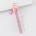 Cute cartoon resin nail file with chain, portable manicure sanding strip for home nail polishing. - Teddy Bear / Pink