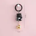Süßer Cartoon schwarzer Katze Schlüsselanhänger Taschenanhänger mit Glocke DIY Zubehör. - Schwarzer Kätzchen-Schlüsselanhänger