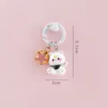 Süßer weißer Katzen Schlüsselanhänger mit Kirschblüten Glocke, stilvolle Taschen Anhänger DIY. - (Weiß - Kätzchen) Schlüsselanhänger-Ring