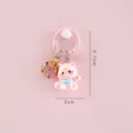 Süßer rosa Katzen Schlüsselanhänger Anime Taschenanhänger Metall Glocke Charms für Damen - (Rosa - Kätzchen) Schlüsselanhänger-Ring