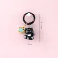 Süßer schwarzer Katzen Anime Schlüsselanhänger Metallring Anhänger für Tasche Zubehör - (Schwarz - Kätzchen) Schlüsselanhänger-Ring