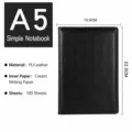 Taccuino A5 in ecopelle PU nera Quaderno aziendale 100 fogli carta color crema scrittura - Tipo standard / A5 / Nero