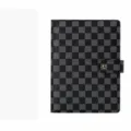 Quaderno agenda A5 in pelle PU con motivo a scacchi neri e raccoglitore ad anelli - A5 / Nero