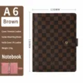 Cuaderno de anillas con cubierta de piel marrón a cuadros A6 agenda planificador - A6 / Marrón