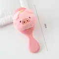 Cute pink plush pig airbag hair comb portable student anti-tangle massage brush 14cm - Handle Comb - Pink Pig / Pink