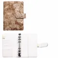 A6 marrone jacquard copertina per agenda ad anelli con raccoglitore metallico e tasche porta carte - Jacquard classico marrone A6