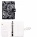 Agenda ad anelli A6 con copertina jacquard in stile cinese nero e organizer in pelle PU. - Jacquard classico nero A6