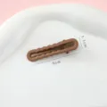 Candy color seamless duckbill hair clip, side fringe pin, brown wavy hair accessory, 5cm - Short Wavy - Brown