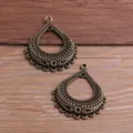 Colgante de lágrima de bronce vintage étnico accesorio de fabricación de joyas de aleación DIY - Colgante de Lágrima Multi-agujero / 35*44mm / Bronce Antiguo