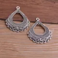 Colgante de lágrima de aleación estilo étnico accesorios de joyería DIY plata antigua 35x44mm - Colgante de Lágrima Multi-agujero / 35*44mm / Plata Antigua