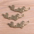 Colgantes de sirena de aleación de bronce antiguo, conectores de joyería DIY vintage. - Sirena / 18x45mm / Bronce Antiguo