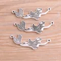 Dijes conectores de sirena de plata antigua para hacer joyas artesanales de bricolaje 3pcs - Sirena / 18x45mm / Plata antigua