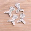 Colgantes de cola de sirena plateados de aleación accesorios de joyería DIY para manualidades. - Falda sirena / 19x27mm / Plata antigua