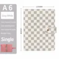 Cuaderno de anillas A6 de piel PU con clasico diseno de cuadros grises para planificacion - A6 / Blanco