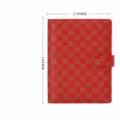 Cuaderno de anillas de cuero a cuadros A6, agenda roja 130x190mm con anillas. - A6 / Rojo