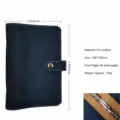 Copertina per agenda ad anelli in pelle PU formato A6 taccuino tascabile blu scuro 190x130mm - Blu scuro