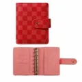 Agenda de anillas A7 cuaderno de cuero PU a cuadros rojos organizador de bolsillo - A7 / Rojo
