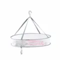 Single layer round mesh hanging drying basket for clothes, socks and sweaters, 51.5x9cm. - Windproof 51.5cm Single Tier Drying Net with Guardrail (Small Round, Grey) / Gray