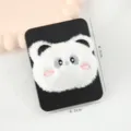 Cute plush animal makeup mirror portable pocket cosmetic mirror for daily use and travel. - Black - Red Panda