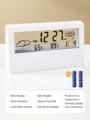 Minimalist transparent desktop digital clock with clear LED display, alarm and calendar. - Simple White Transparent Clock (Alarm/Temp & Humidity/Weather)
