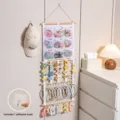 Hanging hair accessory organizer wall mount hair clip bow holder storage bag for girls - Hanging Storage Bag with Hooks / White