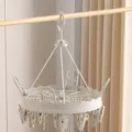 Circular multi-purpose drying rack with clips, light gray windproof clothes hanger for socks. - Round 26 Clips with Shoe Drying Rack / Light Gray