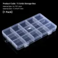 Transparent 15-grid plastic jewelry storage box with dual snap buttons and adjustable compartments. - 15 Grids / Clear