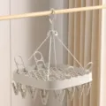 Square sock drying rack with clips in light gray, windproof underwear hanger for balcony. - Square 26 Clips with Shoe Drying Rack / Light Gray
