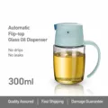 Μπλε γυάλινο μπουκάλι λαδιού 300ml αυτόματο καπάκι αντιδιαρροής για την κουζίνα - 300ml / Μπλε