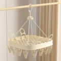 Square multi-functional clothes drying rack with clips for socks and underwear windproof - Square 26 Clips with Shoe Drying Rack / Milk Yellow