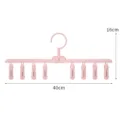 Pink foldable multi-clip clothes hanger for socks and underwear, 40cm by 16cm size. - Foldable 8 Clips / Pink