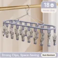 18 clips stainless steel drying rack sock hanger for socks underwear grey variant - 18 Clips / Gray