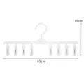 White foldable sock drying rack with multiple clips, compact windproof design for balcony use. - Foldable 8 Clips / White
