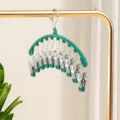 Stainless steel multi-clip drying rack for socks and underwear space-saving hanger. - Teal
