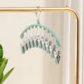 Multi-clip arc sock drying rack, heavy duty metal clip underwear hanger for home daily use. - Matcha Green