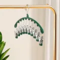 Green arc sock drying rack with multiple clips, metal clothespin for baby underwear and socks. - Malachite green