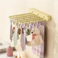 Wall-mounted folding clothes drying rack cheese yellow multi-clip sock hanger for home balcony. - 1 Piece/Pack / Cheese Yellow
