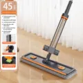 45cm handvrije vlakke dweil in grijs en oranje variant met versterkte stang en twee doeken - 2 Verdikte Doeken + Verdikte RVS Steel (Inclusief Mop Clip) / 45cm