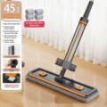 Flat squeeze floor mop with hand-free wash, 360-degree rotating head and adjustable scraper. - 45cm Blue Roller-Assist Mop, Stainless Steel Pole with 4 Cloths