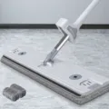 Vlakke dweil met groot 45cm reinigingspaneel, handenwassing en duurzame doeken. - 45cm Paneel + 2 Mopdoeken + Verdikte Paal / Grijs en Wit