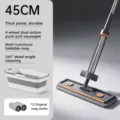 Huishoudelijke platte dweil set met 45cm paneel, opvouwbare emmer en 2 doeken voor vloer reiniging. - Opvouwbare emmer + 45 cm grote mop + 2 reservedoeken