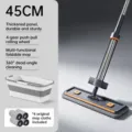 Huishouden vlakke mop set met opvouwbare emmer 45cm 4 vervangende doeken handvrije wisser - Opvouwbare emmer & 45cm grote mopvoet mit in totaal 4 originele vervangingspads
