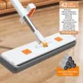 Balai plat menager avec grand panneau de 42cm et six patins en microfibre pour un nettoyage de sol. - Panneau Épaissi 42cm + 6 Chiffons Originaux