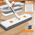 Balai serpillière plat avec seau et quatre lingettes en microfibre pour le nettoyage des sols. - Panneau Épaissi 42cm + 4 Chiffons Originaux + Seau Pliable