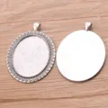 DIY lega gioielli ciondolo vassoio vuoto base argento vintage impostazione castone - Argento antico