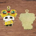 DIY Emaillierter Panda Anhänger chinesischer Löwentanz Schmuck Zubehör für Halskette - Panda-Stil (2) / 22x29mm