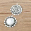 Vintage zinc alloy sunflower bezel pendant tray DIY jewelry making accessories 20mm - Sunflower Tray (7I09) / Ancient Silver