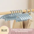 Blue plastic underwear hanger with clips and non-slip design for home wardrobe storage use. - 5 Pieces/Pack / Cloud Water Blue