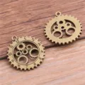 Colgantes de engranaje steampunk de aleación bronce antiguo abalorios DIY joyas 28x25mm - Bronce Antiguo